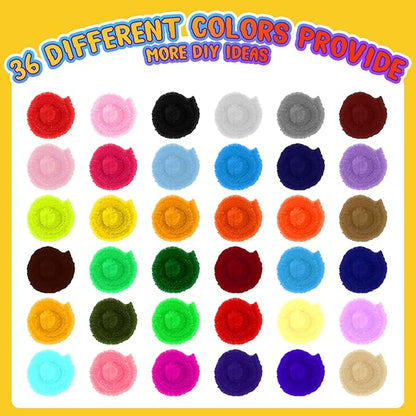 1800 Pcs Pipe Cleaners 6 mm by 12 Inch Chenille Stems Pipe Cleaners Craft Supplies Art Supplies for Kids Adults DIY Creative Decorations, 36 Assorted Colors