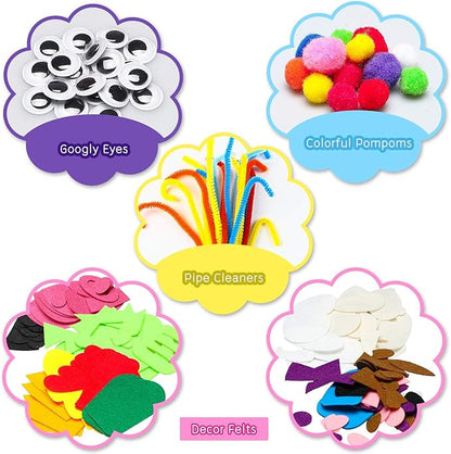 WATINC 12Pcs Hand Puppet Making Kit for Kids Art Craft Felt Sock Puppet Toys Creative DIY Make Your Own Puppets Pompoms Storytelling Role Play Party Supplies Christmas Gift for Girls Boys