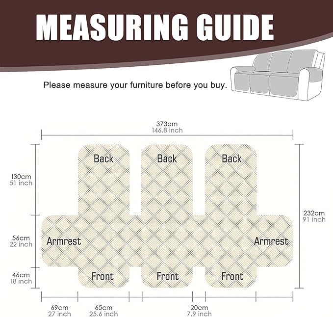 Waterproof Recliner Sofa Cover for 3 Cushion Couch,Nonslip Recliner Sofa Slipcover with Elastic Band,Furniture Protector Sofa Cover for Living Room,Bedroom(3 Cushion Sofa,Dark Coffee)