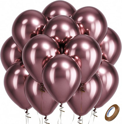 Bezente Copper Latex Party Balloons - 100 Pack 12 inch Round Helium Bronze Chrome Metallic Brown Balloons for Graduation Birthday Anniversary Boy Gender Reveal Jungle Engagement Fall Party Decorations