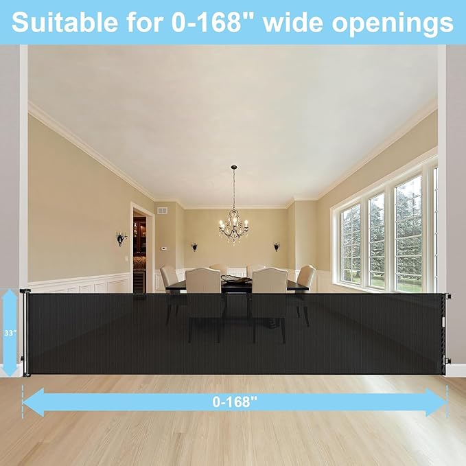 168 Inch Retractable Dog Gates for The House Extra Wide Baby Gates Extra Wide Dog Gate for The House Extra Long Baby Gates Indoor Extra Long Pet Gate Extra Wide Outdoor Gate Extra Wide Indoor Gate