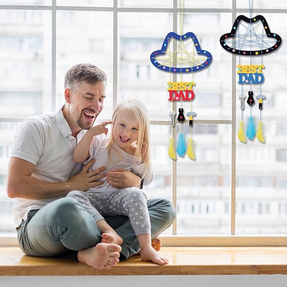 Fennoral 6 Pack DaD Dream Catcher Craft Kit for Kids Paint You Own Father's Day Dreamcatcher DIY Coloring Wooden Art and Craft for Art Activity Project Father Gifts from Daughter Son