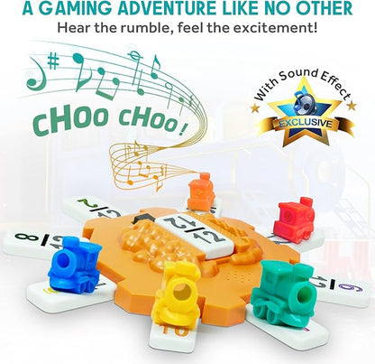Yinlo Mexican Train Dominoes Set, Hub with Real Train Sound, Double 12 Colored Number