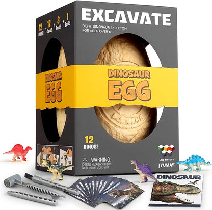Jumbo Dino Egg Dig Kit - 12 Dinosaurs Excavation Kit, Dinosaur Toys for Kids 5-7, Fossil Dino Toys Dig Kits for Dinosaur Collection, Dinosaur Toys Gifts for Boys Girls 6 and up Year Old Birthday Gift