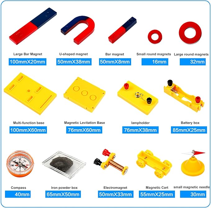 Large Science Magnet Kit for Kids Physics Electromagnet Experiment Set Educational and Birthday Gift for School Students