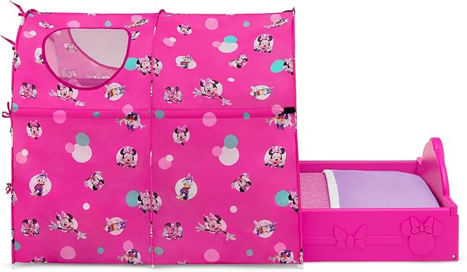 Delta Children - Disney Minnie Mouse Plastic Sleep and Play Toddler Bed with Tent, Pink