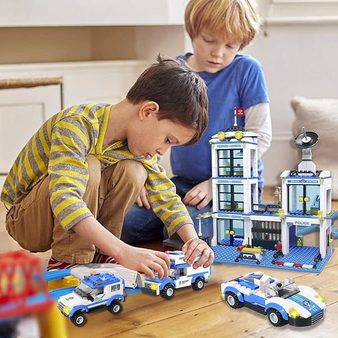 Liberty Imports 736 Pieces City Police Station & Car Building Blocks Set, with 3 Police Cars Toy, Cop Patrol Car, Prison Car, Construction Toy Building Bricks Kit, Gift for Boys Girls 6-12