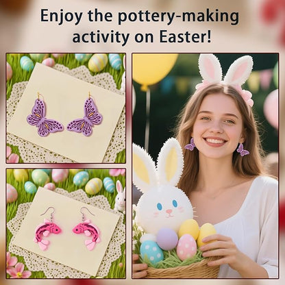 9pcs Farm Theme Polymer Clay Cutters，Animal Polymer Clay Jewelry - Fish Hen Cowboy Dog Butterfly Corgi Polymer Clay Cutters，Easter Gifts
