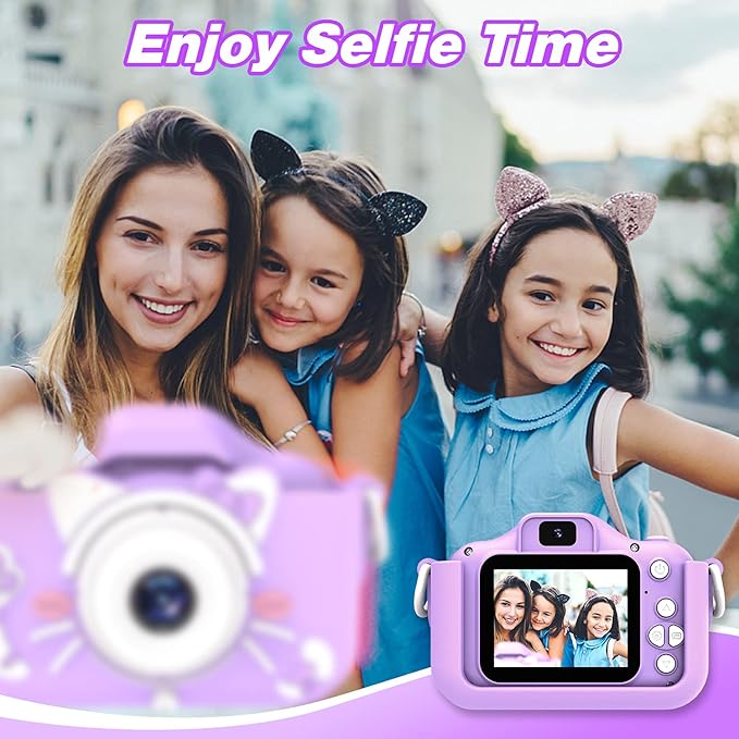 Goopow Kids Camera Toys for 3-8 Year Old Girls Boys,Children Digital Video Camcorder Camera with Cartoon Soft Silicone Cover, Best Chritmas Birthday Festival Gift for Kids - 32G SD Card Included