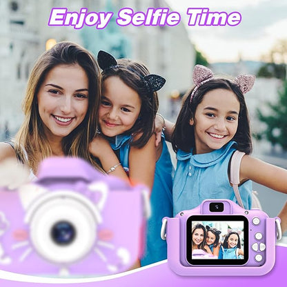 Goopow Kids Camera Toys for 3-8 Year Old Girls Boys,Children Digital Video Camcorder Camera with Cartoon Soft Silicone Cover, Best Chritmas Birthday Festival Gift for Kids - 32G SD Card Included