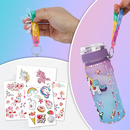 Gifts for Girls 4-12, Decorate Your Own Water Bottle Kits for Girls, Unicorn Diamond Crafts Painting Toys, Kids Water Bottle for School, Christmas and Birthday Gifts Toys for Girls