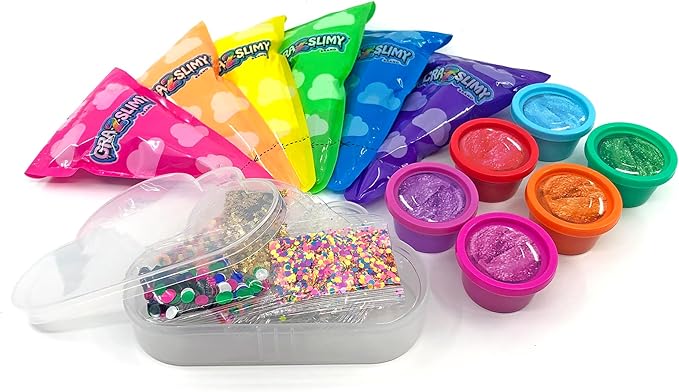 CRA-Z-Slimy Over The Rainbow Slimy Creations Kit - Rainbow Slime Mixing Set, 12 Pre Made Slime Colors with Add-in Charms, Kids Arts & Crafts Set for Boys and Girls Ages 6 and Up, Ages 8 and Up