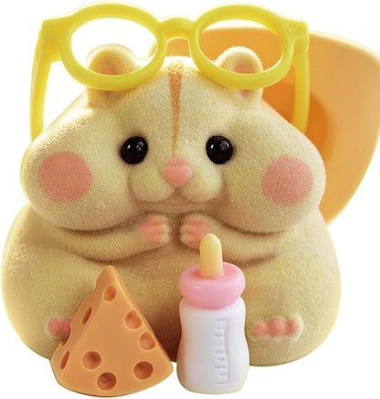 Handmade Taba Squishy Hamster Toy, Cute Squishy Hamster Fidget Toy, Realistic Hamster Toy, Soft Silicone Mochi Furry Toy, Stress Relief Gift for Adults & Kids, Sensory Anxiety Plushie (Yellow)