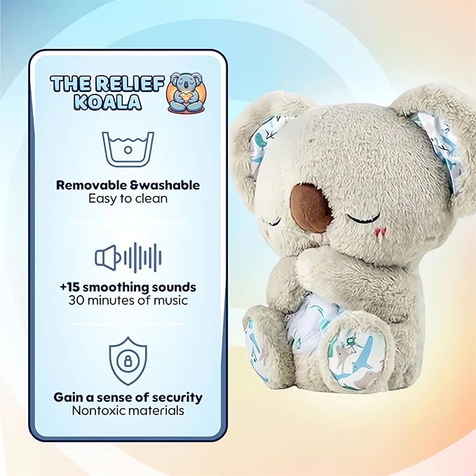 Relief Koala Breathing Stuffed Toy, Anxiety Relief Plush Breathing Animal, Sleeping Koala Plush Breathing with Musical Lights & Rhythmic Breathing Motion (G-Koala+Elephant+Sheep)