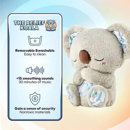 Relief Koala Breathing Stuffed Toy, Anxiety Relief Plush Breathing Animal, Sleeping Koala Plush Breathing with Musical Lights & Rhythmic Breathing Motion (G-Koala+Elephant+Sheep)
