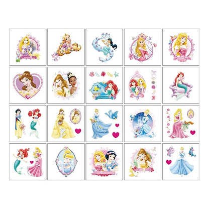 20PCS Cute Cartoon Princess Temporary Tattoos Stickers,Cute Cartoon Waterproof Temporary Tattoos Stickers, Reward Supplies,Halloween and Christmas Surprise Decoration Supplies