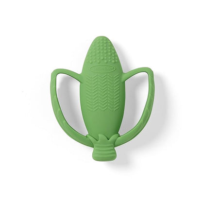 Infantino Lil' Nibbles Textured Silicone Teether -Sensory Exploration and Teething Relief with Easy to Hold Handles, Green Pea Pod