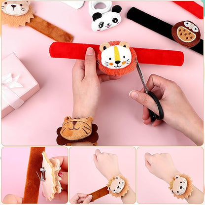 24 Pcs Stuffed Animal Slap Bracelets Plush Slap Bracelets Cute Wrist Slap Band Pets Slap Bracelet Animals Wrist Bear Puppy Pandas for Boys Girls Birthday Gifts Party Favors 8 Styles