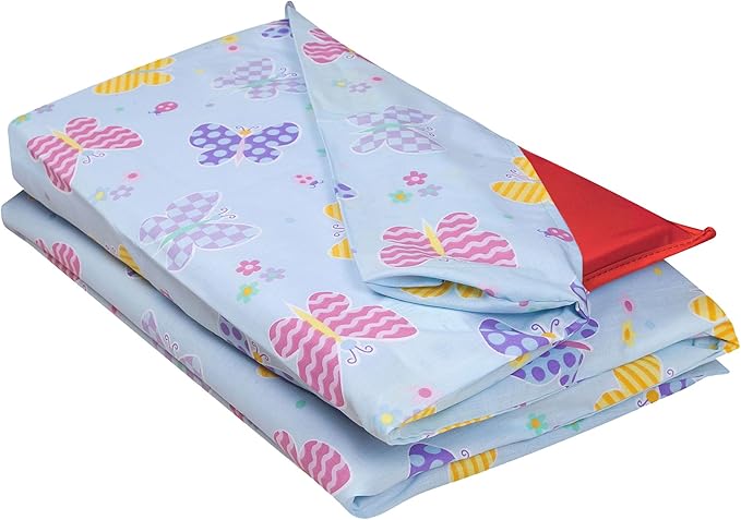 Wildkin Kids Nap Mat Cover for Boys & Girls, Sewn-in Flap Design Rest Mat Cover, Perfect for Preschool and Daycare, Fits our Vinyl Nap Mat up to 1.5 Inches Including Basic Sleep Mat (Butterfly Garden)