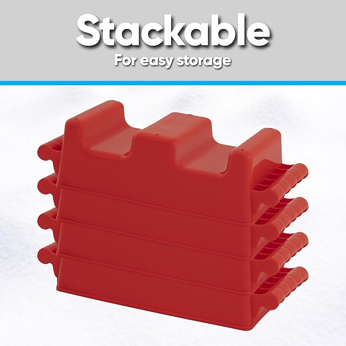 Superio Snow Brick Maker Igloo Fort Crenellated Block Form Outdoor Winter Snow Toys Sand Castle Building Kit for Adults and Kids Sandbox, Beach, Sand Toys (Red, 6)