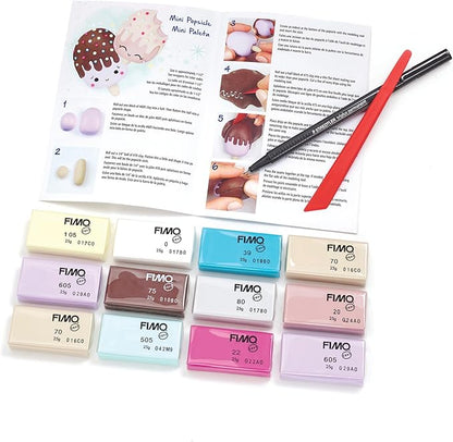 STAEDTLER FIMO Soft Polymer Clay Set: Foodie Fun, 12 Half Blocks, Sculpting Tool and Marker - Oven Bake Modeling Clay, Non-Toxic, Arts and Crafts for Beginners