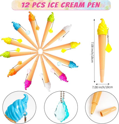 Erweicet Ice Cream Party Favors 72 PCS Ice Cream Slap Bracelets Pen DIY Stickers Straws Tattoo Stickers Gift Bags for Kids Girls Ice Cream Theme Birthday Party Gift Giving Sweet Summer Baby Shower