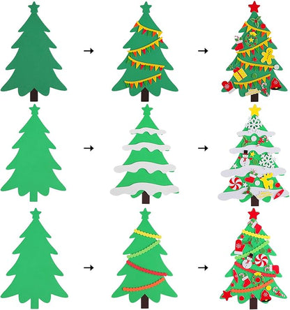 Elcoho 24 Kits DIY Foam Christmas Tree Foam Crafts Xmas Party Favors Christmas Foam Stickers for Making Crafts Christmas Tree Fun Home Activities