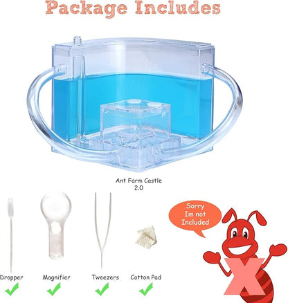 NAVADEAL Ant Farm Castle 2.0 with Connecting Tube, Ant Habitat Science Learning Kit, Best STEM 2021 Educational Kids Toy, Study Insect Behavior at Home & School, Plant Based Blue Gel 3D Maze Ecosystem