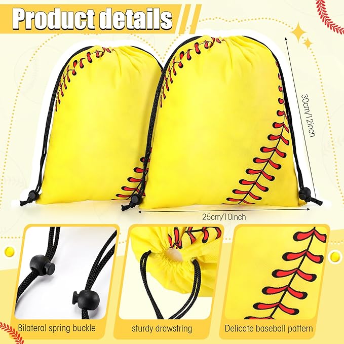 Abbylike 60 Pcs Softball Party Favors Set Softball Gifts for Girls 12 Softball Drawstring Bags 12 Softball Hair Ties 12 Softball Bracelets 12 Lanyards 12 Keychains for Sports Team Party Supplies