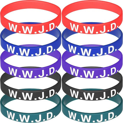 Jadive 20 Pcs WWJD Rubber Bracelets What Would Jesus Do Silicone Wristbands for Women Men Jesus WWJD Inspirational Bracelet Motivational Bracelet Religious Christian Party Favors Gifts
