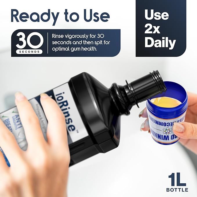 ioRinse Ultra is The Most Dentist-Recommended Periodontal Rinse of its Kind for Adults and Kids Oral Care and Hygiene. It’s an Alcohol Free, Bad Breath Treatment and Gum Mouthwash with Xylitol. 1L