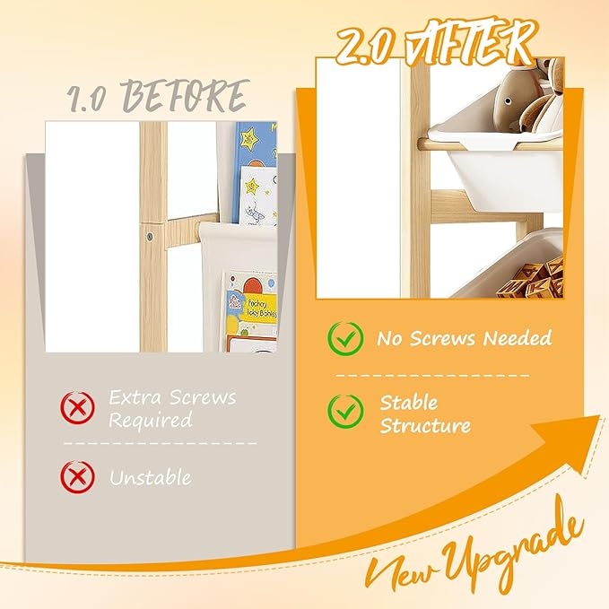 EXPERLAM Toy Storage Organizer with Bookshelf - 12 Storage Bins 4-Tier Multipurpose Shelf to Organize Toys and Books for Kids Room, Playroom, Nursery Room, White