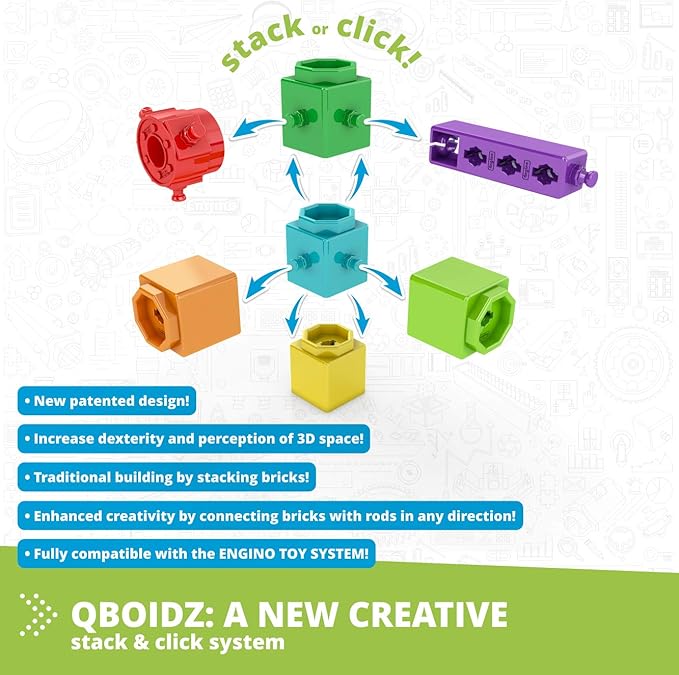 Engino STEAM Maker Junior 10 Model Set, Stackable Building Blocks, STEM Building Toys, Educational Toys for Kids 4+, Gift for Boys & Girls