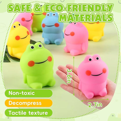 8 Pack Squishy Squeeze Stress Ball Fidget Toys for Adults, Big Cute Frog Sensory Squishy Toys, Squeeze Stress Toys Bulk for Party Favors, Classroom Prize Gift, Easter Basket Stuffers for Kids