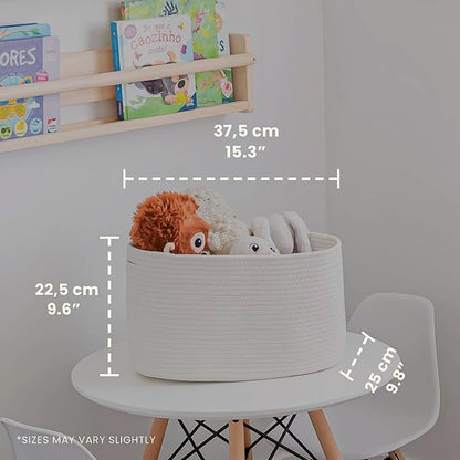 OrganiHaus Rope Baskets for Shelves - Set of 3 Woven Storage Baskets for Organizing, Closet & Toy Storage - Off-White - 15x9x10