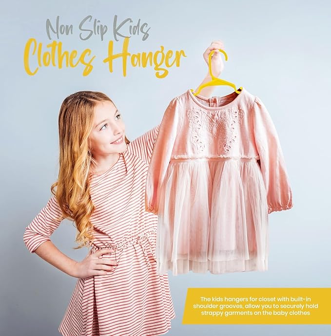 Utopia Home 40 Pack Kids Hangers - 11.5 Inch Plastic Baby Hangers for Closet - Childrens Hanger for Clothes & Infant Hanger for Closet - Ideal for Everyday Standard Use (Yellow)