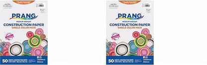 Prang (Formerly SunWorks) Construction Paper, Bright White, 12" x 18", 50 Sheets (Pack of 2)