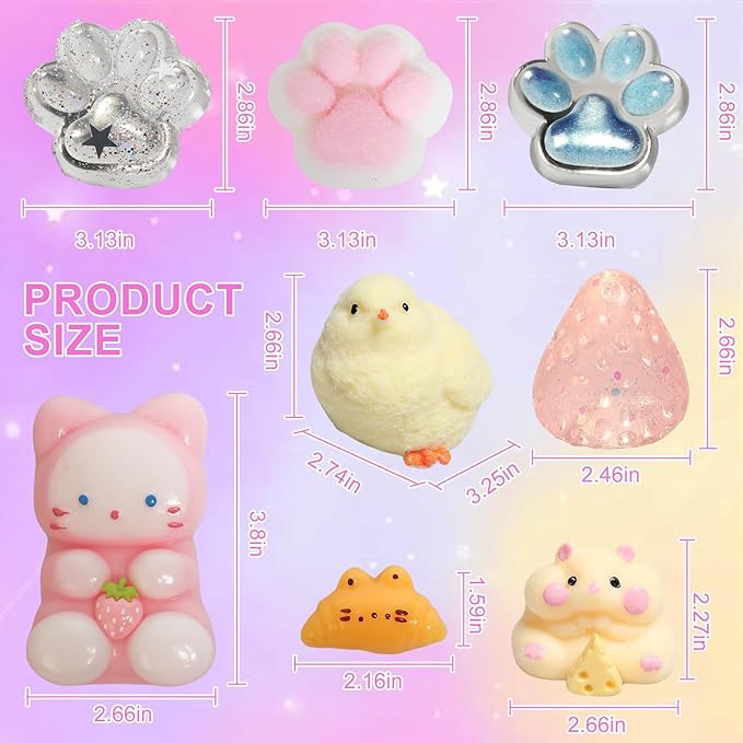 19pcs Squishy Pack,Fidget Toys Kit,Include taba Squishies Party Favors for Kids 4-8 8-12 Treasure Box Toys for Classroom Birthday Xmas Gifts for Girls Boys Goodie Bag Stocking Stuffers for Teens
