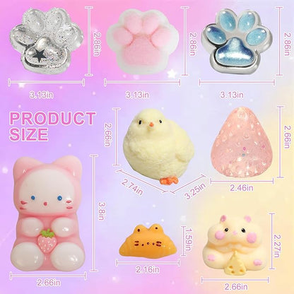 19pcs Squishy Pack,Fidget Toys Kit,Include taba Squishies Party Favors for Kids 4-8 8-12 Treasure Box Toys for Classroom Birthday Xmas Gifts for Girls Boys Goodie Bag Stocking Stuffers for Teens