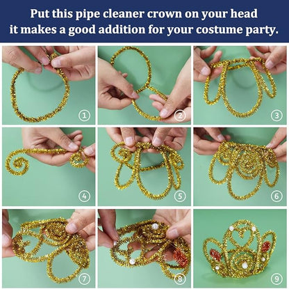 Pipe Cleaners, Glitter Pipe Cleaners Craft, Arts and Crafts, Crafts, Craft Supplies, Art Supplies (200 Metallic-Colored Glitter Pipe Cleaners)…
