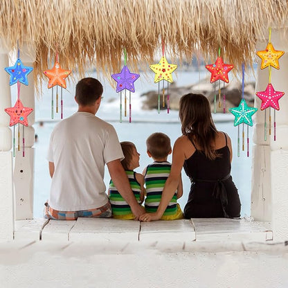 Fennoral 9 Pack Star Wind Chime Kit for Kids Make Your Own Starfish Wind Chimes for Girls Boys Ornaments DIY Coloring for Summr Art Project Party Decoration Birthday Gift
