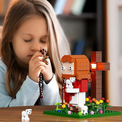 Jesus Building Block Set, The Shepherd God，Compatible with Lego Jesus Building Toy, Bible Story Jesus Figures with LED Light，Easter, Christmas, Christian Gift for Adults and Kids Age 6+(324PCS)