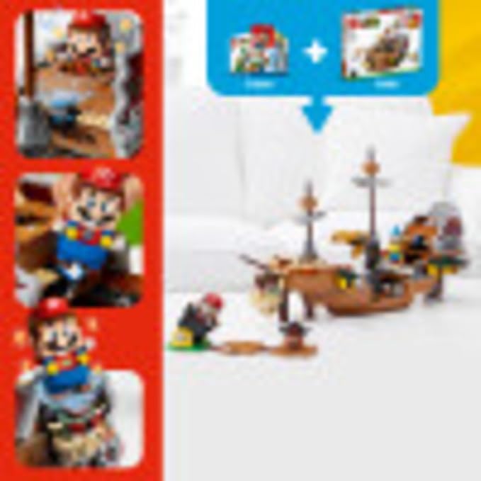 LEGO Super Mario Bowser's Airship 1,152 Piece Building Kit, Unveils Detailed Interior, Includes Kamek, Rocky Wrench, Goomba, POW Block, Cannon Start Pipe, For Ages 8+