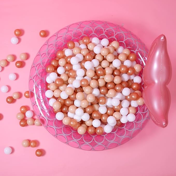 GOGOSO 100pcs Balls for Ball Pit - Plastic Balls Ocean Ball for Toddlers 1-3, 2.2inch Ball Pit Balls with Storage Bag, Pearl Coffee+Beige+White