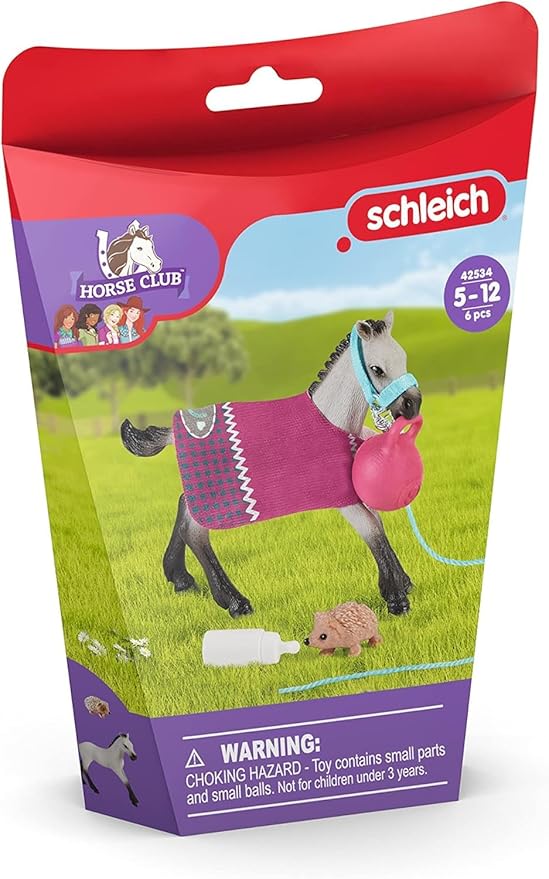Schleich Horse Club Playful Foal Horse Playset - Authentic Toy Figure with Removable Blanket, Bottle, and Ball Accessories, Fun and Imaginative Play for Boys and Girls, Gift for Kids Ages 5+