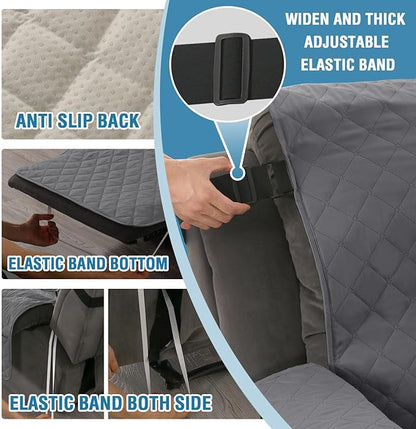 H.VERSAILTEX 100% Waterproof Loveseat Recliner Cover with Center Console Anti Slip Reclining Loveseat Cover with Adjustable Elastic Straps (Recliner Loveseat with Console, Rocket Gray)