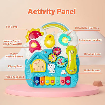 Sit to Stand Baby Walker, Activity Center with Music and Light, Activity Table for Toddlers, Push Toys for Babies Learning to Walk, Early Education Toys for Infant Boys Girls 6 Months Up