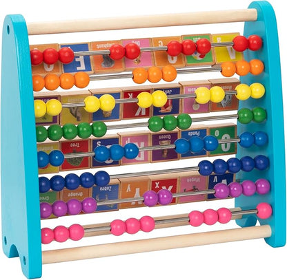 Brilliant Baby® First Words Abacus | Toddler Learning Toy | Educational and Fun Wooden Abacus with Letters First Words and Colors for Early Childhood Development | Interactive Toy for Toddler and Baby