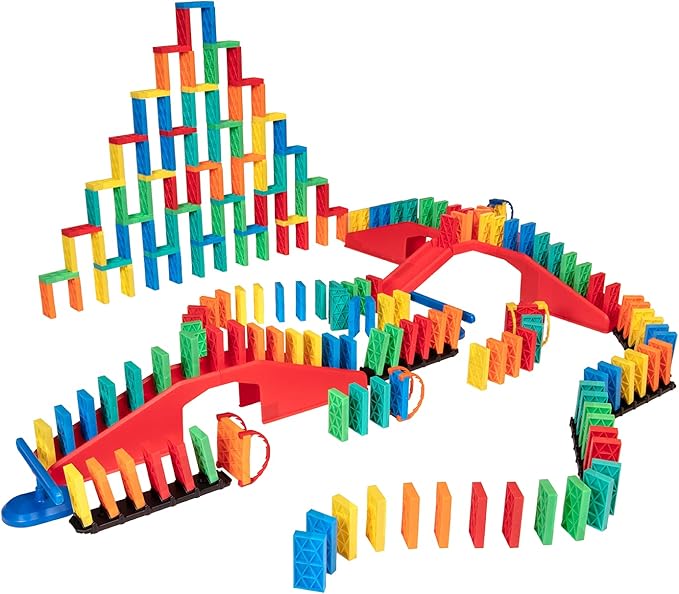 Bulk Dominoes Kinetic Domino Kit | Dominoes Set, STEM STEAM Small Toys, Family Games for Kids, Kids Toys and Games, Building, Toppling, Chain Reaction Sets (225pc)