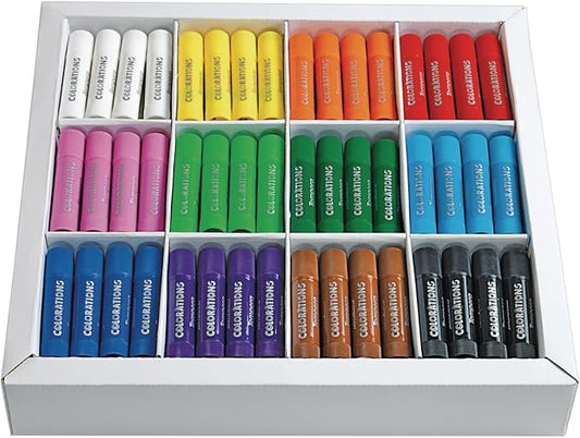 Colorations Tempera Paint Sticks, 144 Pcs, 12 Colors, Non-Toxic, Mess-Free Art Supplies for Kids, Bulk Set for the Classroom